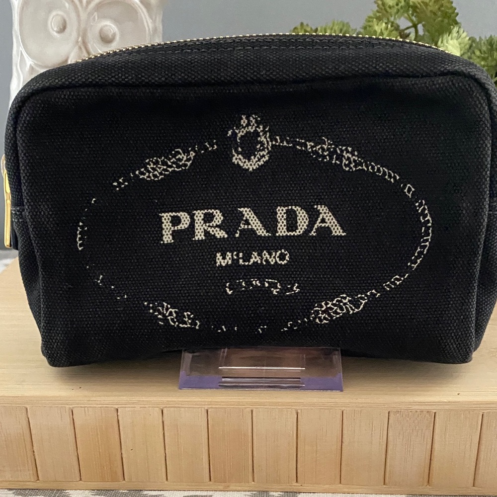 Prada Black Canvas Cosmetic Pouch
